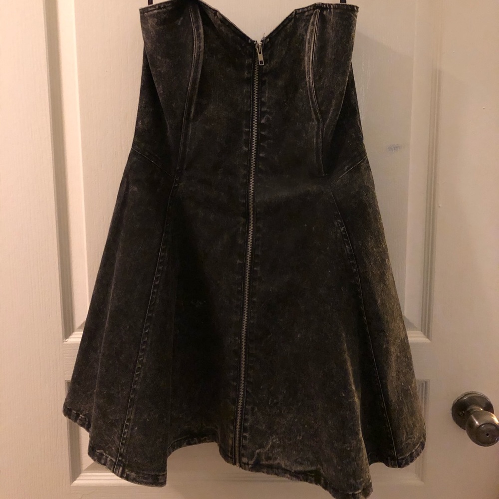 Betsey Johnson Black Denim Strapless Dress.